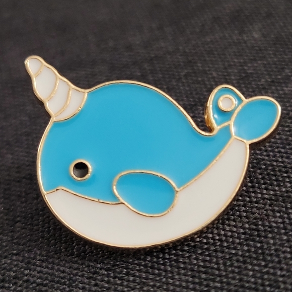 Blue Narwhal Enamel Pin - Picture 4 of 10